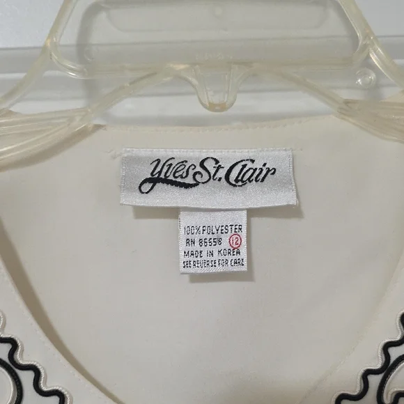 Vintage Yves St. Clair Ivory Top with Black Detailing - Picture 2 of 5